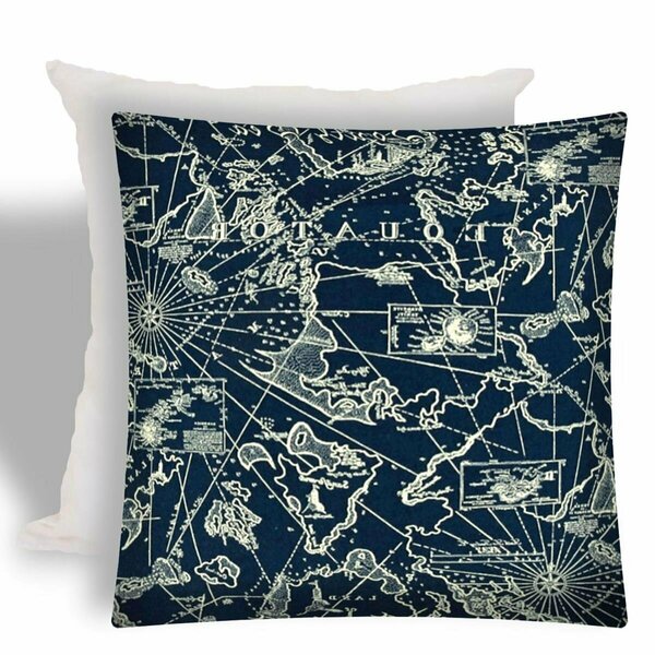 Homeroots 17 in. Nautical Indoor & Outdoor Zippered Pillow Navy & Tan 408994